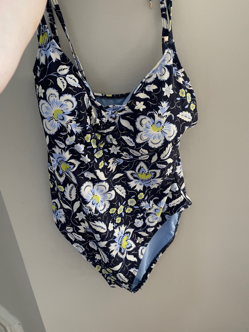 kate spade Navy Floral One-Piece Swimsuit with Light Blue and Yellow Accents - Picture 8 of 9